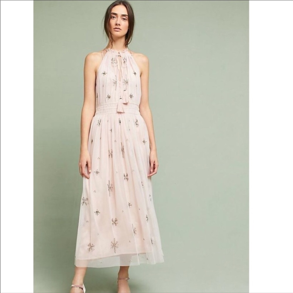Anthropologie Chan Luu Amiens Halter Maxi Dress
